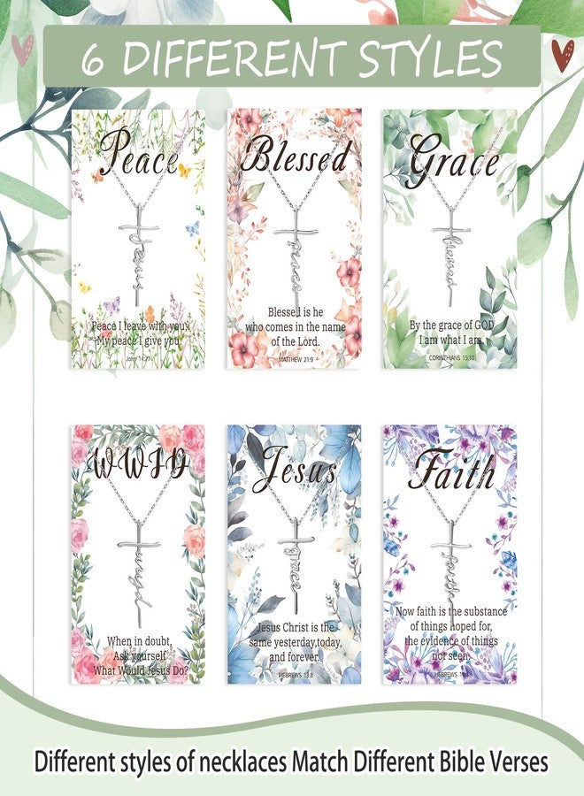 yesaior 24 Sets Faith Cross Necklaces Gifts Christmas Necklace for Women Religious Present Necklace with Verses Card Christian Gifts for Women Church Coworker (Floral) - Image 3
